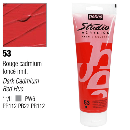 PEBEO Studio Acrylic 250ml 53 Dark Cadmium Red Hue