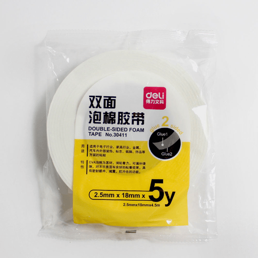 DELI Double-Sided Foam Tape 18mm x 4.5m