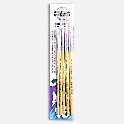 KOH-I-NOOR White Taklon Round Brush 2-12 Set x 5