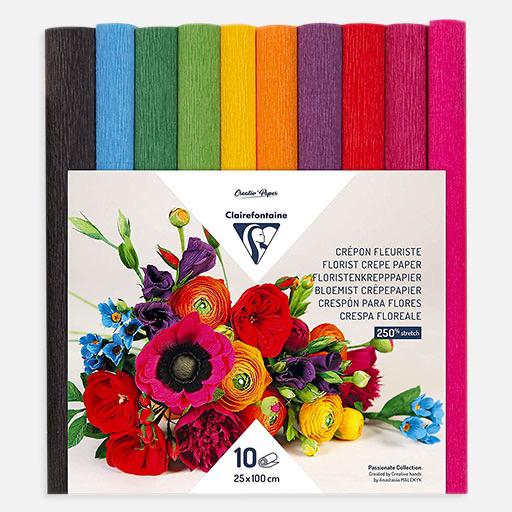 CLAIREFONTAINE Florist Bright Crepe Paper Roll 160gsm 25cm x 100cm x 10