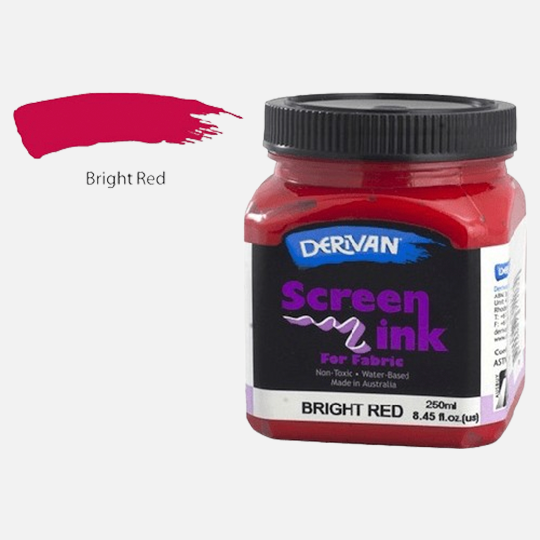 DERIVAN Fabric Screen Ink 250ml Bright Red