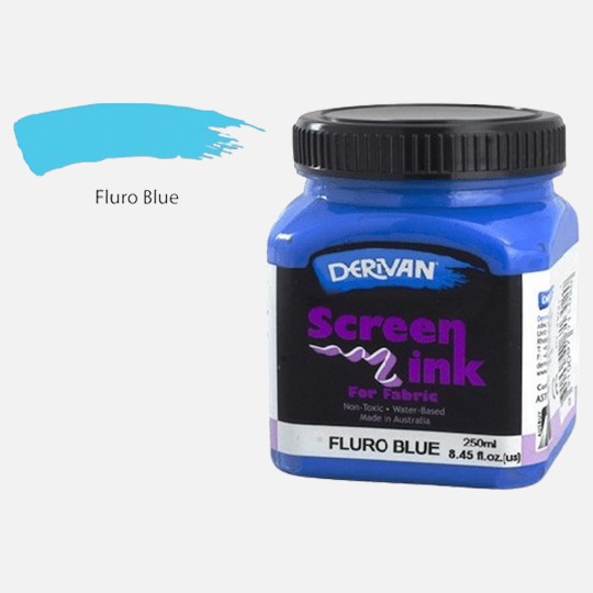 DERIVAN Fabric Screen Ink 250ml Fluorescent Blue