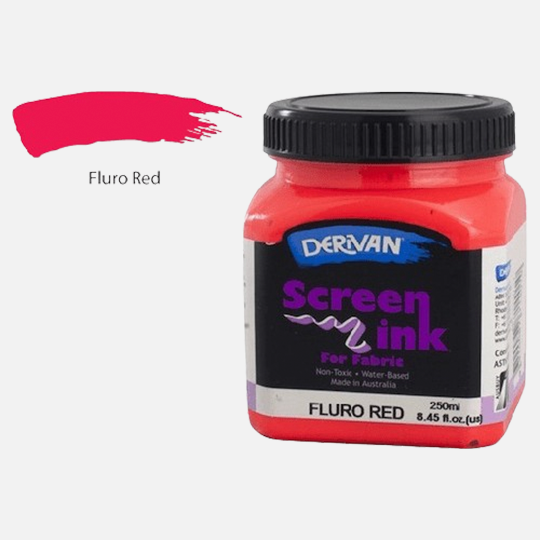 DERIVAN Fabric Screen Ink 250ml Fluorescent Red