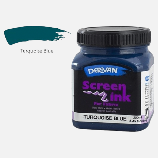 DERIVAN Fabric Screen Ink 250ml Turquoise Blue