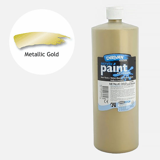 DERIVAN Students' Acrylic Paint 1000ml Metallic Gold
