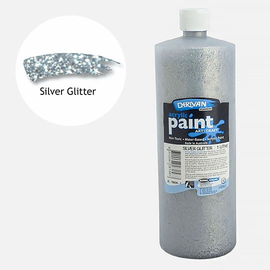 DERIVAN Students' Acrylic Paint 1000ml Silver Glitter