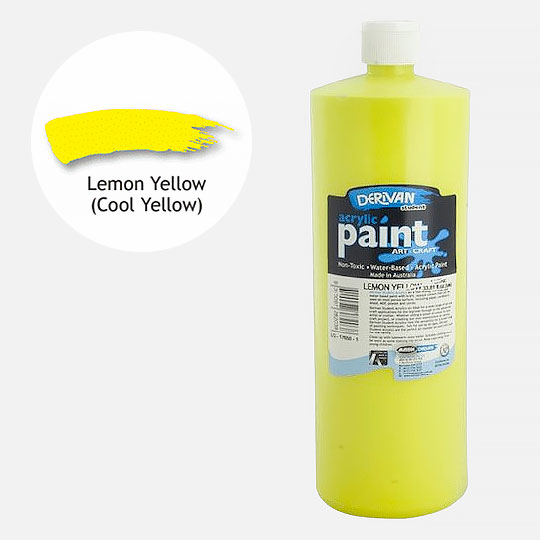 DERIVAN Students' Acrylic Paint 1000ml Cool Yellow (Lemon Yellow)