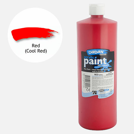 DERIVAN Students' Acrylic Paint 1000ml Cool Red (Cadmium Red Hue)