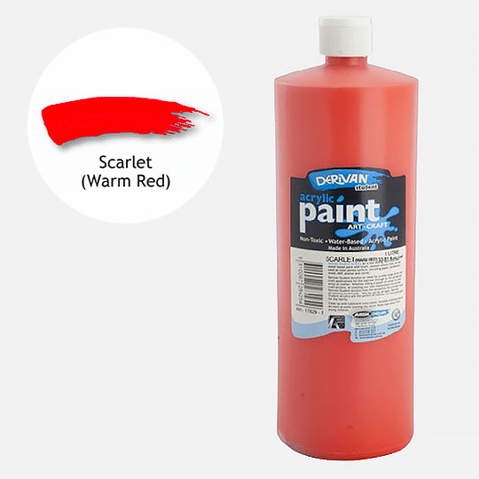 DERIVAN Students' Acrylic Paint 1000ml Warm Red (Scarlet)