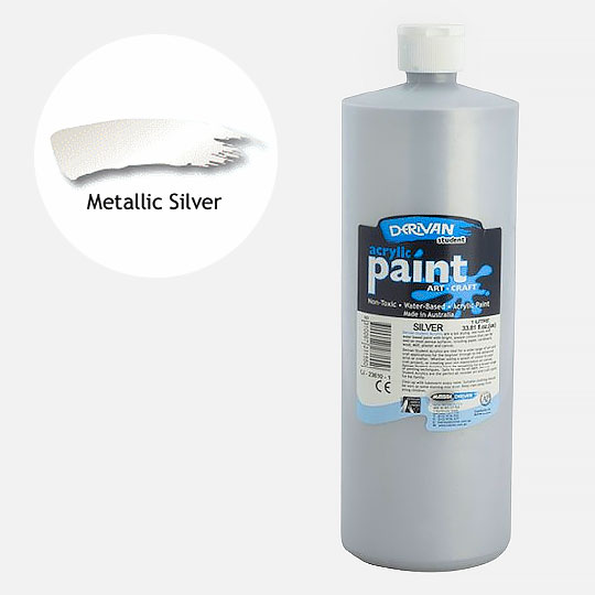 DERIVAN Students' Acrylic Paint 1000ml Metallic Silver