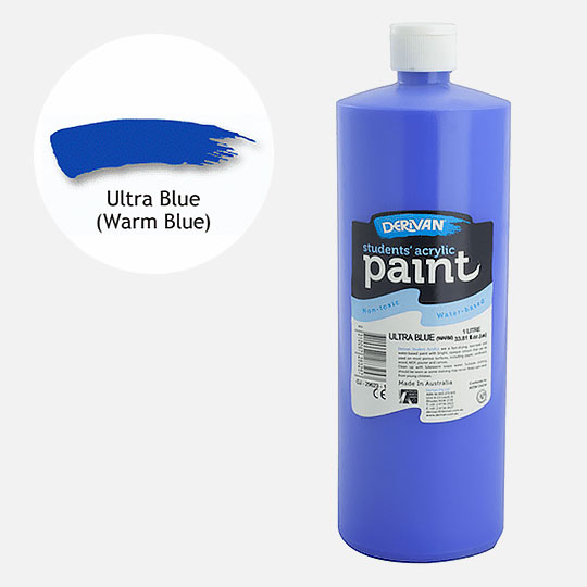 DERIVAN Students' Acrylic Paint 1000ml Warm Blue (Ultramarine Blue)
