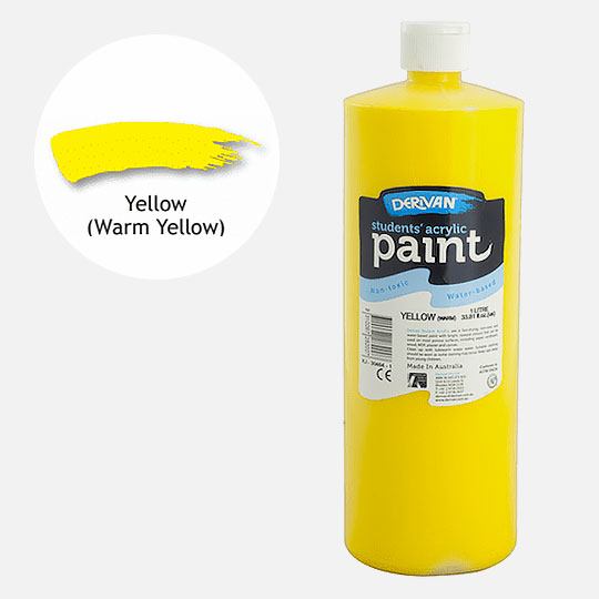 DERIVAN Students' Acrylic Paint 1000ml Warm Yellow (Cadmium Yellow Hue)