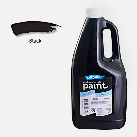 DERIVAN Students' Acrylic Paint 2000ml Black (Mars Black)