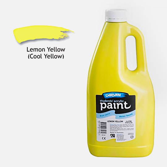DERIVAN Students' Acrylic Paint 2000ml Lemon Yellow (Cool)