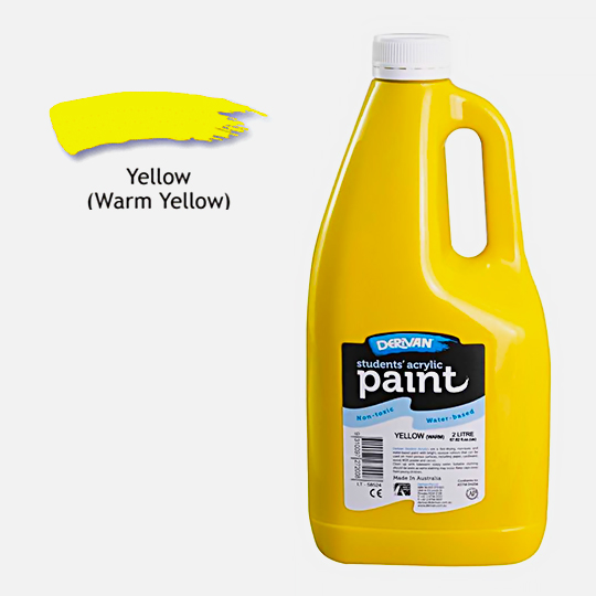 DERIVAN Students' Acrylic Paint 2000ml Warm Yellow (Cadmium Yellow Hue)
