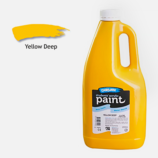 DERIVAN Students' Acrylic Paint 2000ml Yellow Deep (Cadmium Yellow Deep Hue)