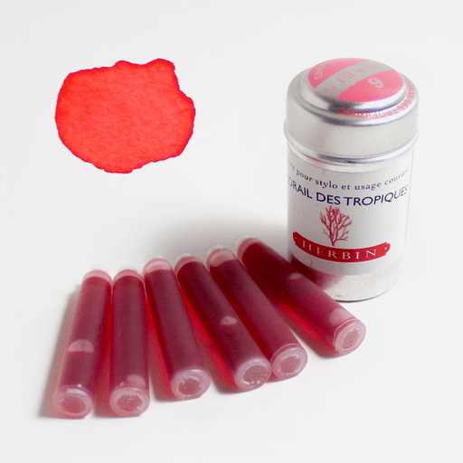 JACQUES HERBIN Fountain Pen Ink Cartridge x 6 Corail Des Tropiques