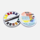 PEBEO Watercolor Paint 1/2 Pan Circular Metal Tin Set x 12