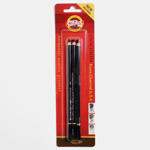 KOH-I-NOOR Gioconda Extra Charcoal Pencil Set x 3