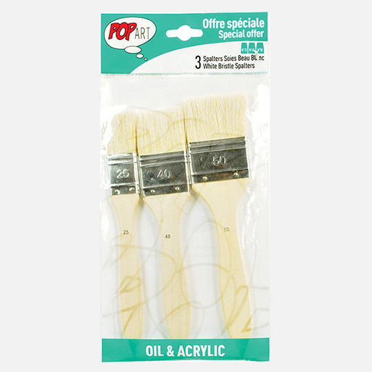 PEBEO Pop Art White Bristle Spalters Brush Set x 3