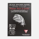CLAIREFONTAINE Etival Black Grain Drawing Paper Pad 160gsm A4 x 20