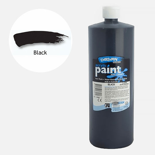 DERIVAN Students' Acrylic Paint 1000ml Black (Mars Black)