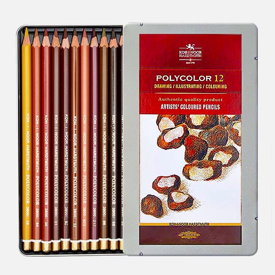 KOH-I-NOOR Polycolor Color Pencil Brown Tones Set x 12