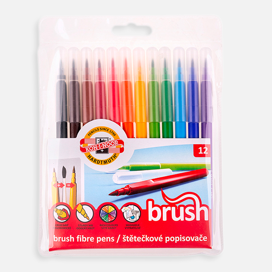 KOH-I-NOOR Brush Fibre Pen Set x 12
