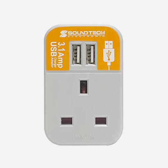 SOUNDTECH Outlet Adaptor With Dual 3.1A USB