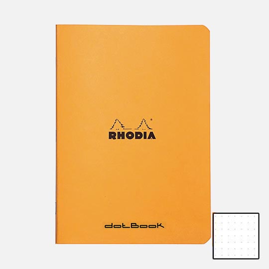 RHODIA Classic Dot Stapled Notebook 80gsm A5 x 48 Orange