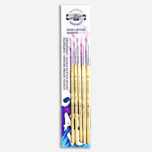 KOH-I-NOOR White Taklon Round Brush 2-10 Set x 5