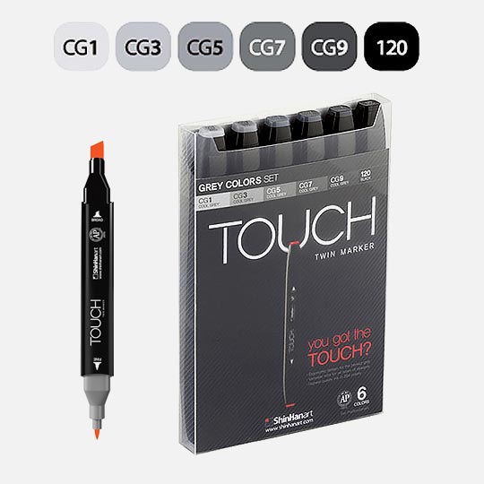 SHINHAN Touch Twin Marker Cool Grey Set x 6