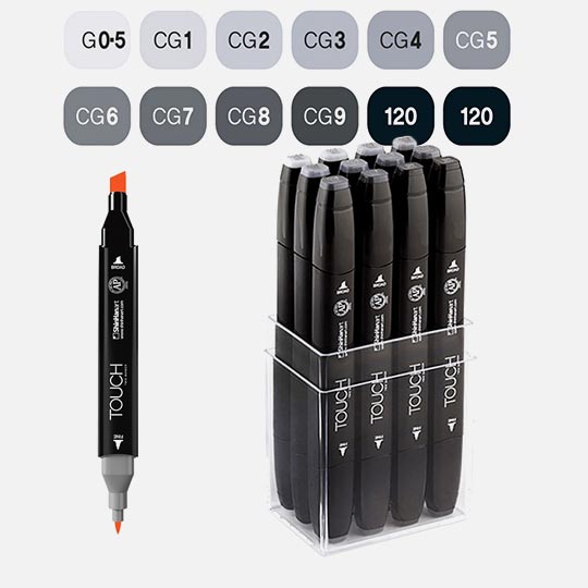 SHINHAN Touch Twin Marker Cool Grey Set x 12