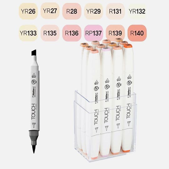 SHINHAN Touch Brush Twin Marker Skin Tones Set x 12