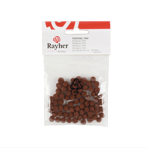 RAYHER Pompons 7mm x 70 Medium Brown