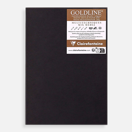 CLAIREFONTAINE Goldline White Sketch Paper Book 140gsm A4 x 20