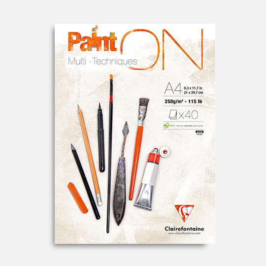 CLAIREFONTAINE Paint On White Mixed Media Paper Pad 250gsm A4 x 40
