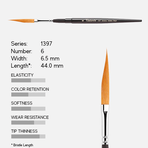 TINTORETTO Amber Taklon Pocket Dagger Brush 6