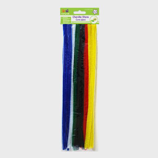 MULTICRAFT Krafty Kids Chenille Stick 6mm x 30cm Multi Set x 40