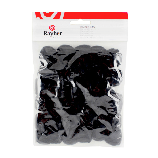 RAYHER Pompons 25mm x 35 Black