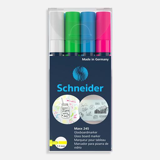 SCHNEIDER Maxx 245 Glass Board Dry Erase Marker Set 1 x 4