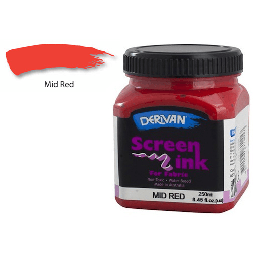 [DERIVAN 1SI2MR] DERIVAN Fabric Screen Ink 250ml Mid Red
