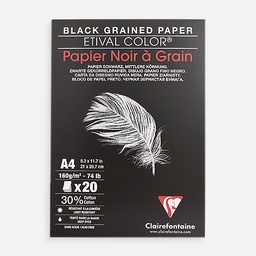 [CLAIREFONTAINE 97644] CLAIREFONTAINE Etival Black Grain Drawing Paper Pad 160gsm A4 x 20