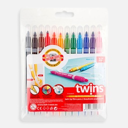 [KOH-I-NOOR 771023AB04TE] KOH-I-NOOR Twins Fibre Pen Set x 12