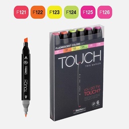 [SHINHAN 1100623] SHINHAN Touch Twin Marker Fluorescent Color Set x 6