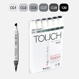 [SHINHAN 1200604] SHINHAN Touch Brush Twin Marker Cool Grey Set x 6