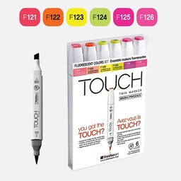 [SHINHAN 1200623] SHINHAN Touch Brush Twin Marker Fluorescent Color Set x 6