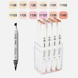 [SHINHAN 1201226] SHINHAN Touch Brush Twin Marker Skin Tones Set x 12