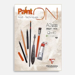 [CLAIREFONTAINE 96536] CLAIREFONTAINE Paint On White Mixed Media Paper Pad 250gsm A3 x 40