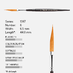 [TINTORETTO 1397/6] TINTORETTO Amber Taklon Pocket Dagger Brush 6